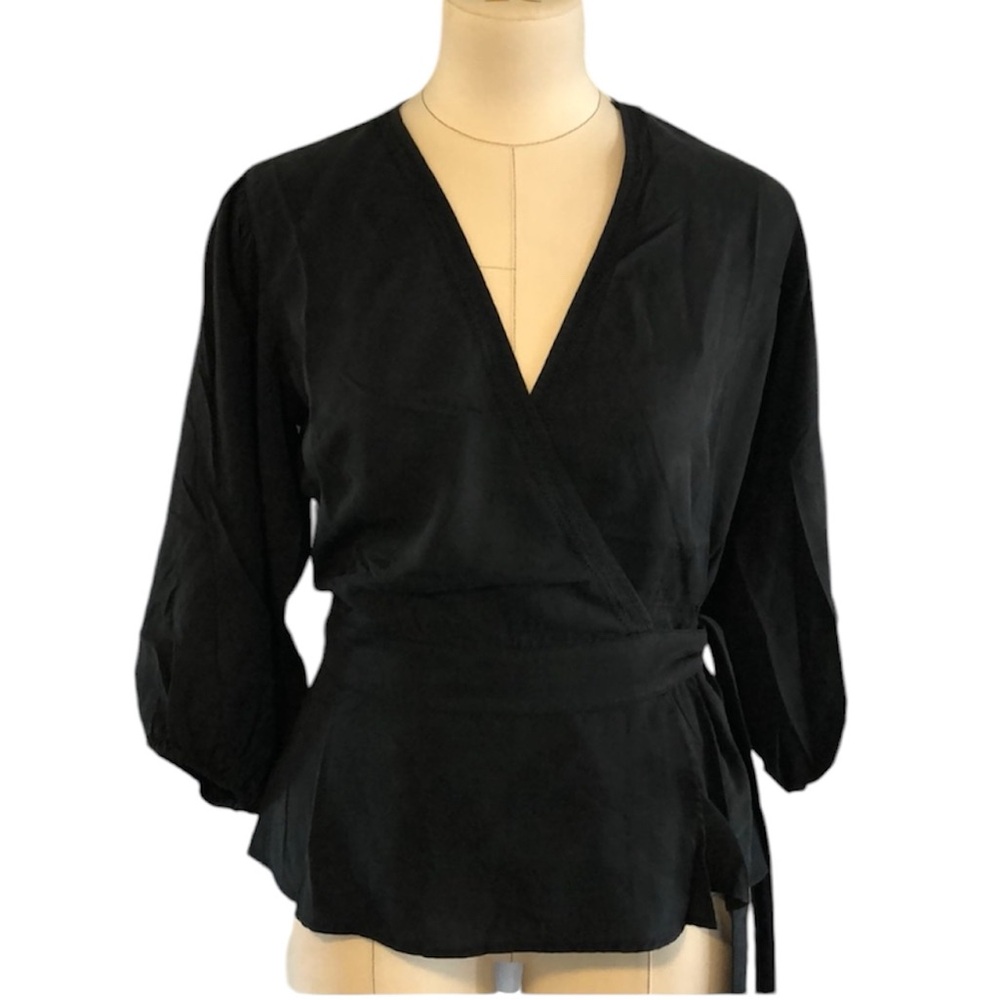 Alp N Rock Mila long sleeve wrap blouse black small